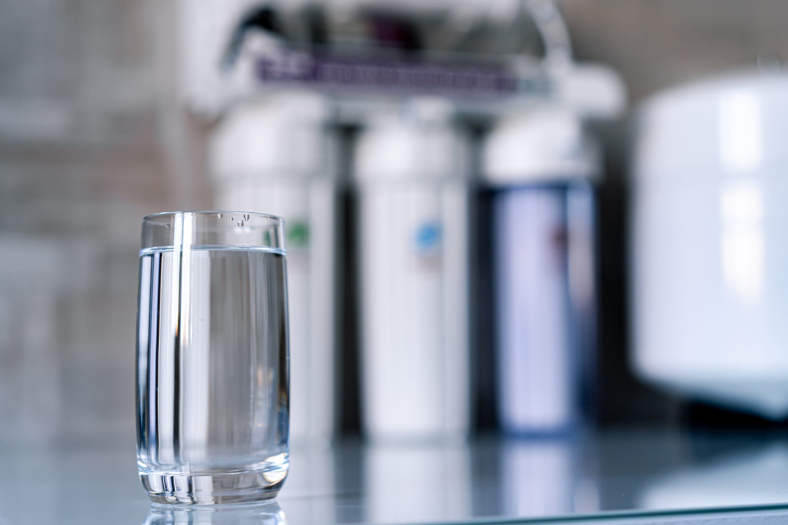 glass of water on countertop