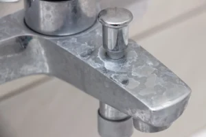 faucet with hard water stains