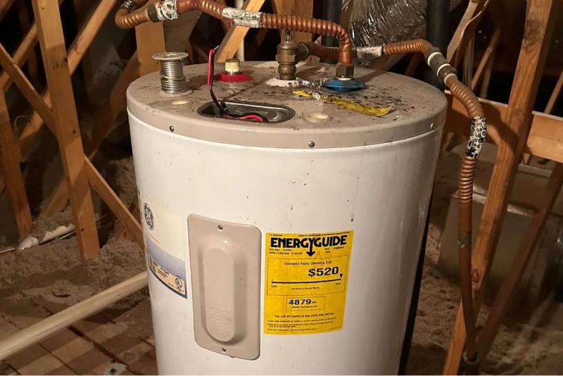 old water heater being worked